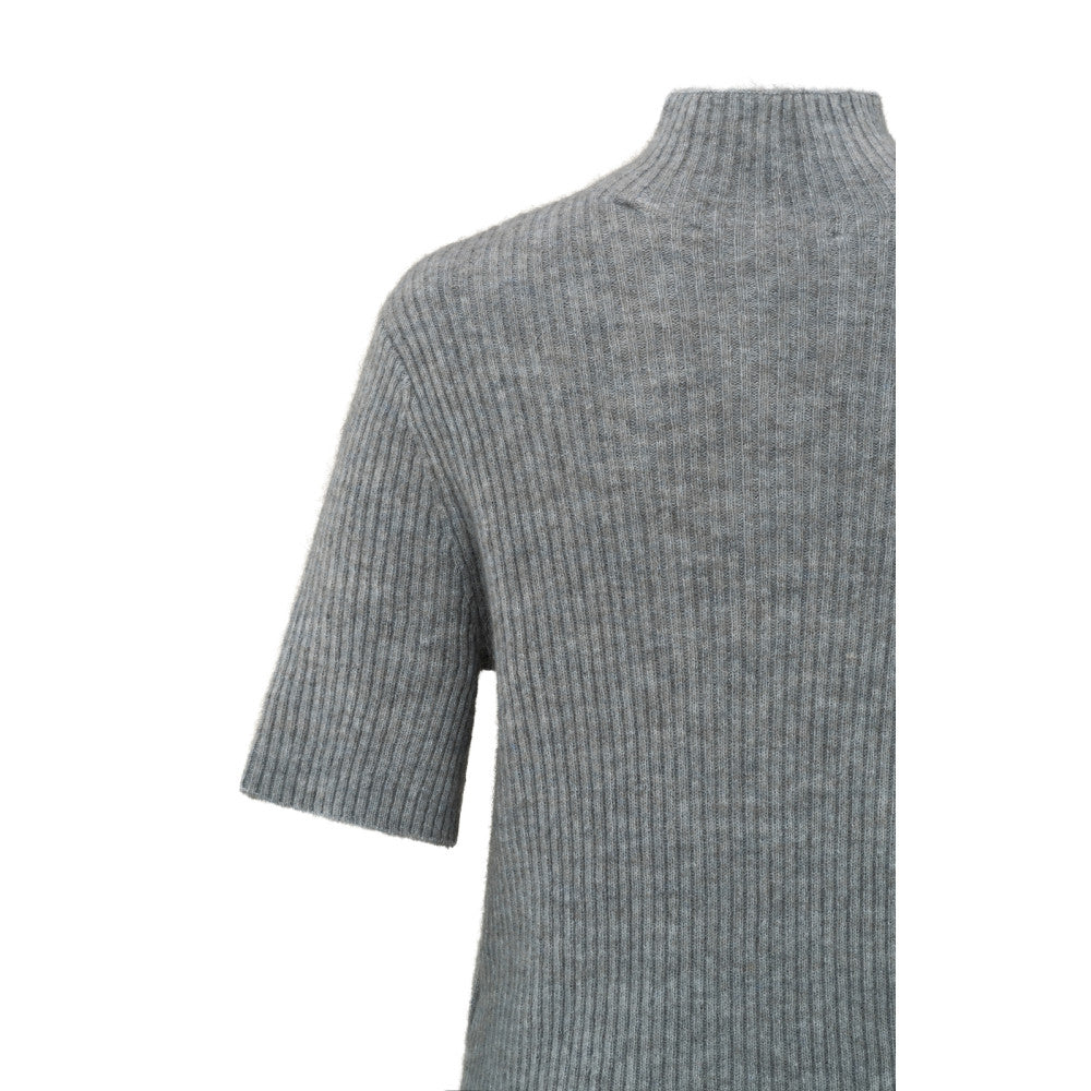 Gerippter Pullover mit kurzen Ärmeln