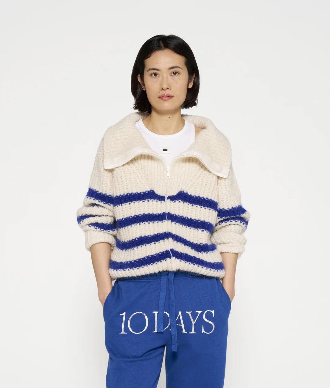 Zip Cardigan Knit Stripes