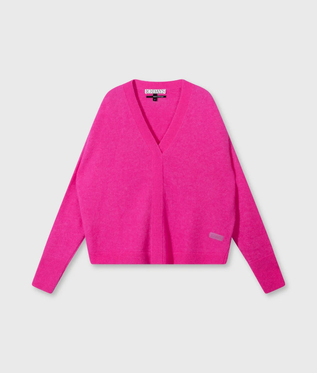 V-Neck Knit Sweater neon pink