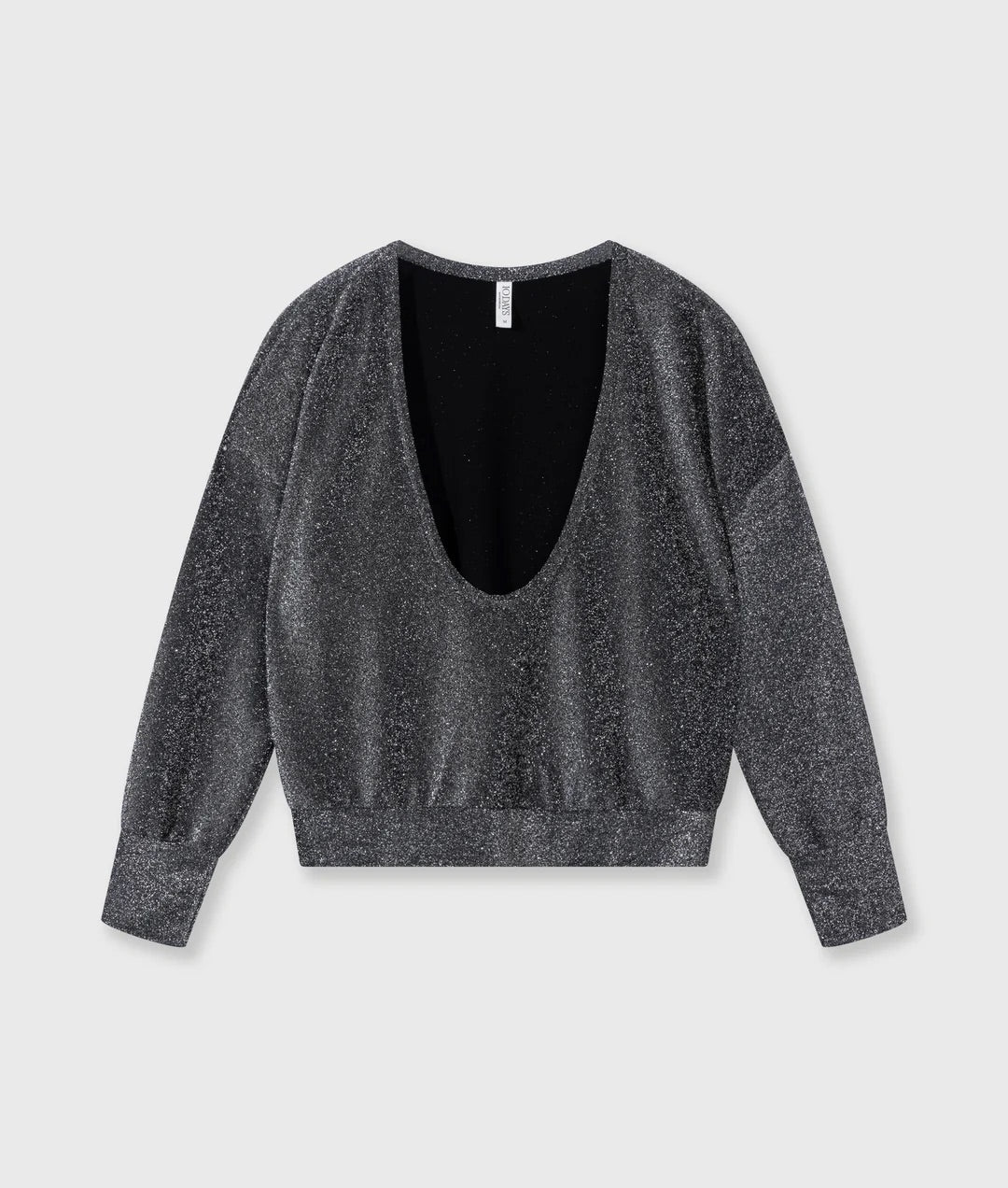 Deep Neck Sweater Glitter black