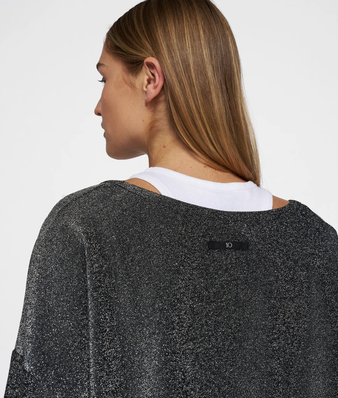 Deep Neck Sweater Glitter black