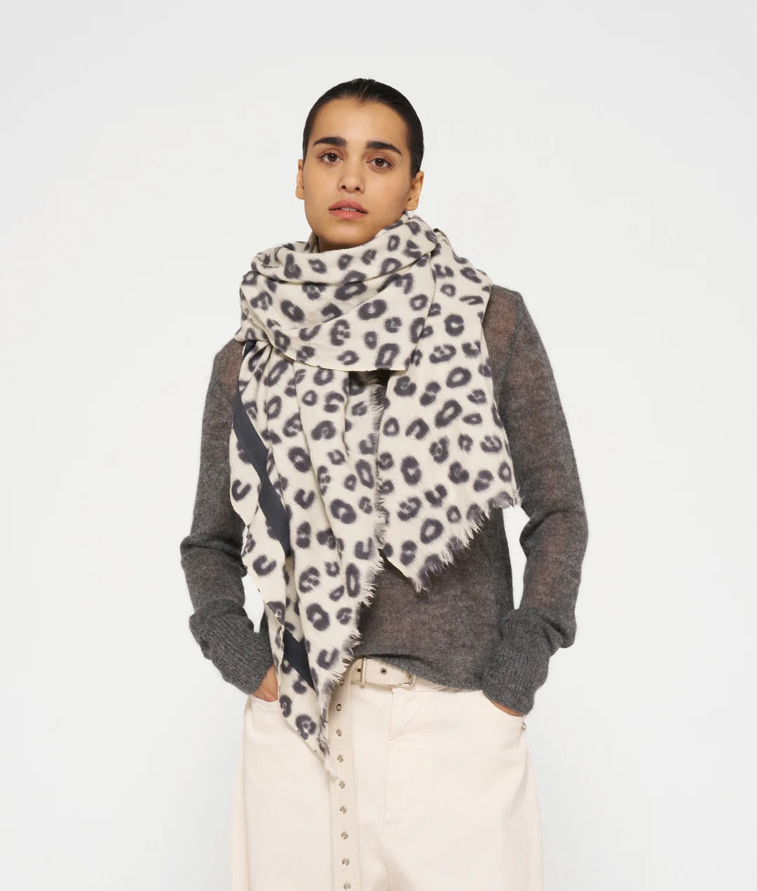 Scarf Boiled Wool Leopard