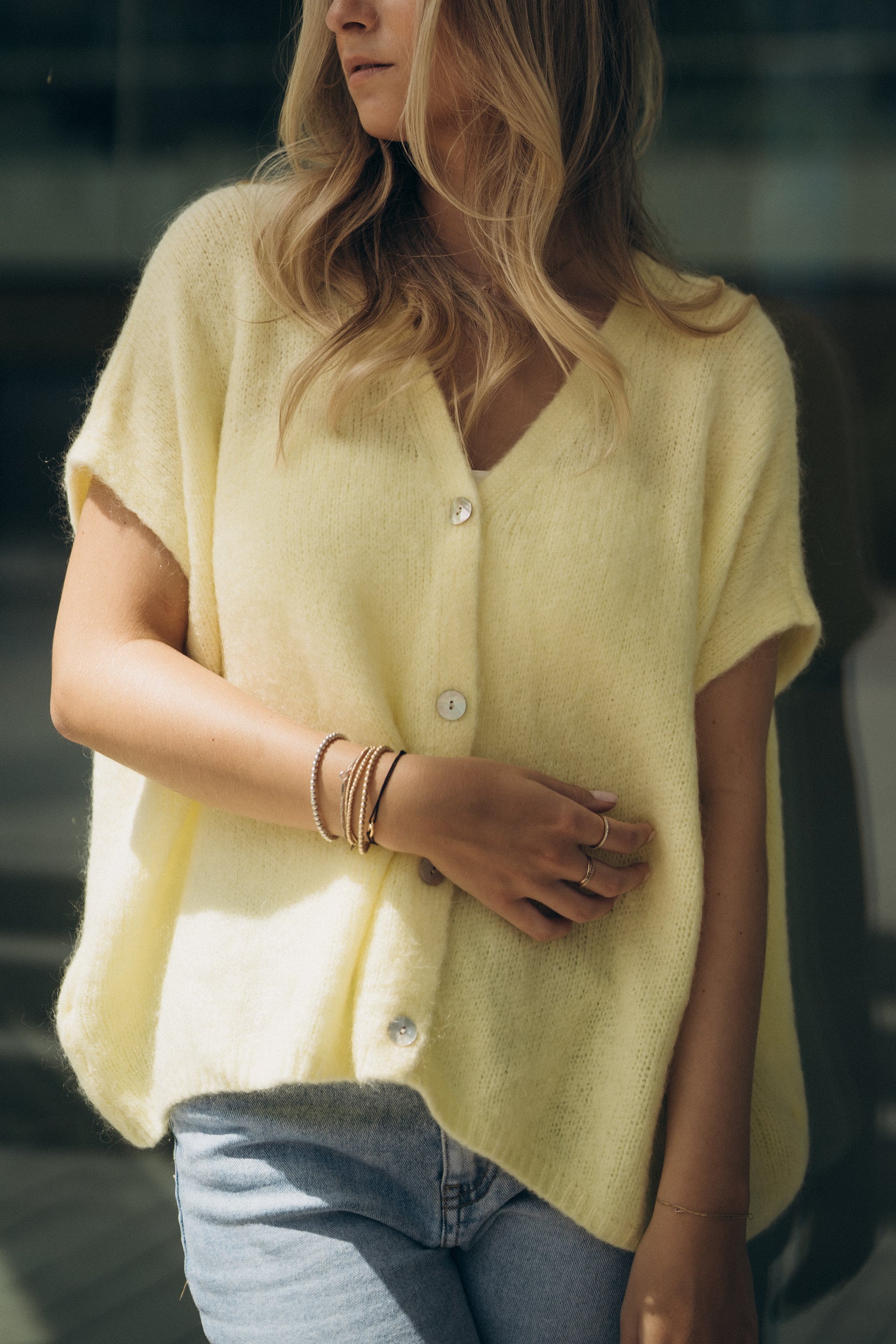 Kurzarm-Cardigan „SunDLL“ yellow