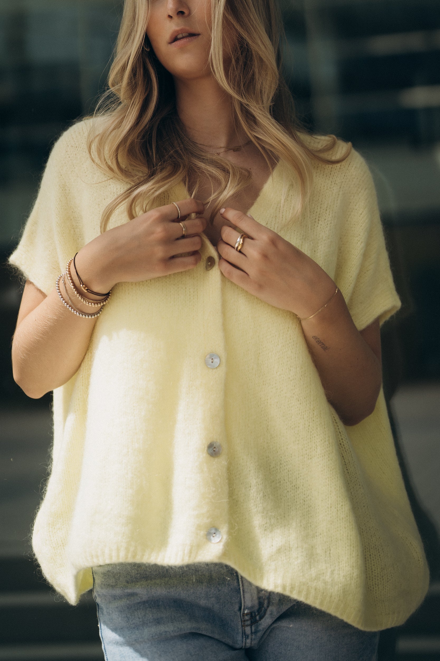 Kurzarm-Cardigan „SunDLL“ yellow